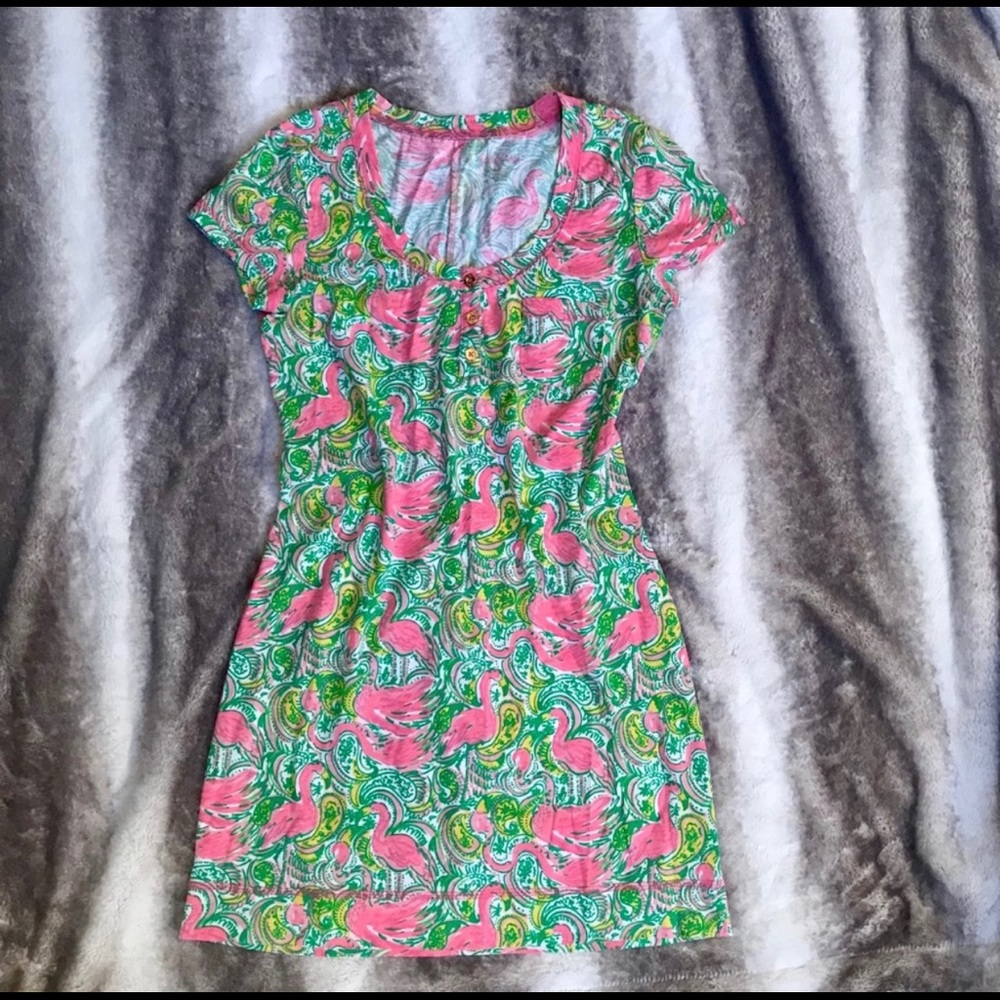Lilly Pulitzer flamingo cotton t-shirt dress
